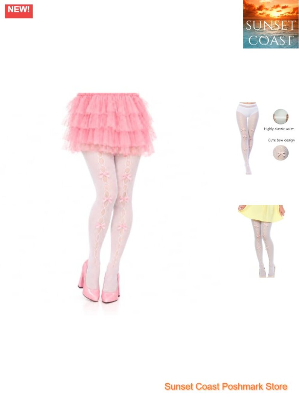 Fishnet Tights with Bow Detail Stretchy Nylon Pantyhose